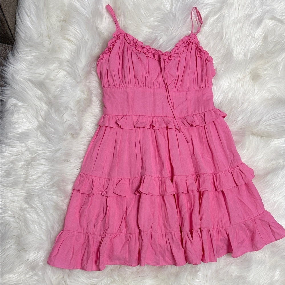 Miami Pink Ruffle Casual Dress B4